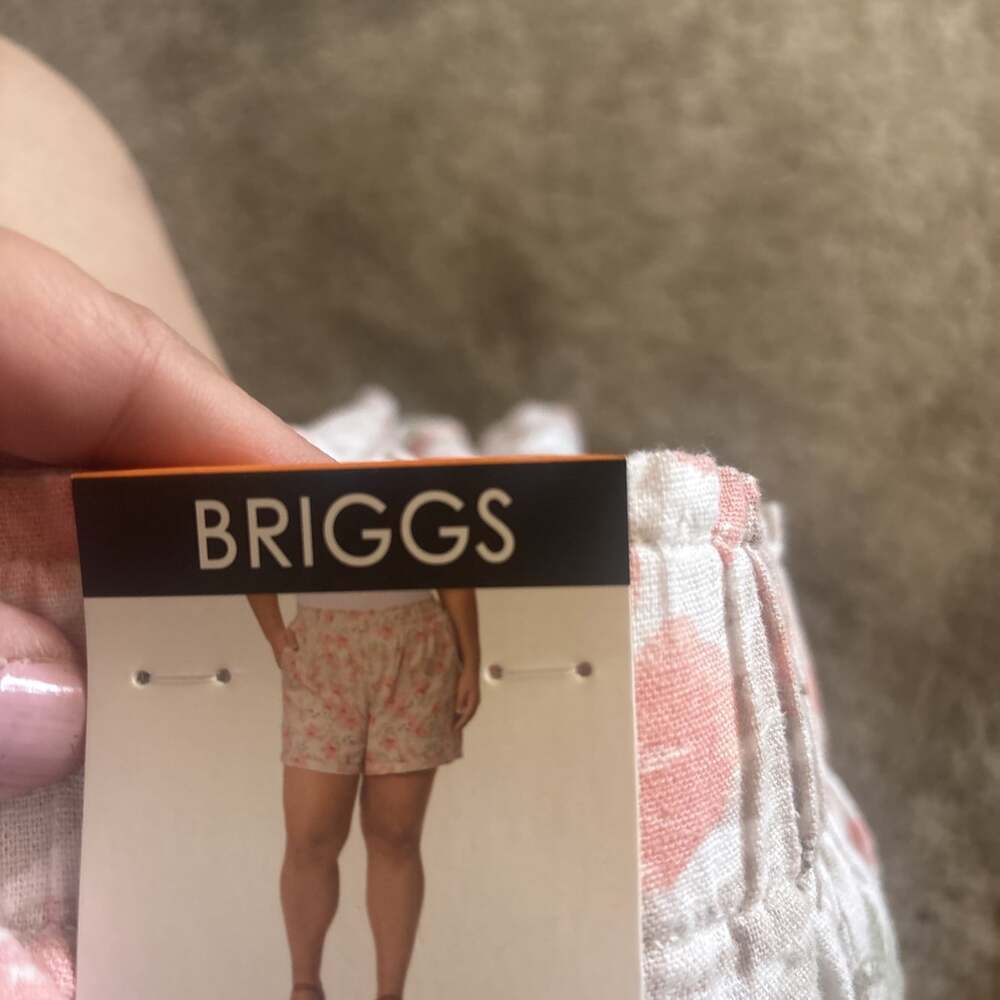 NWT Women's BRIGGS Pink Floral Linen Blend Pull On Shorts XXL